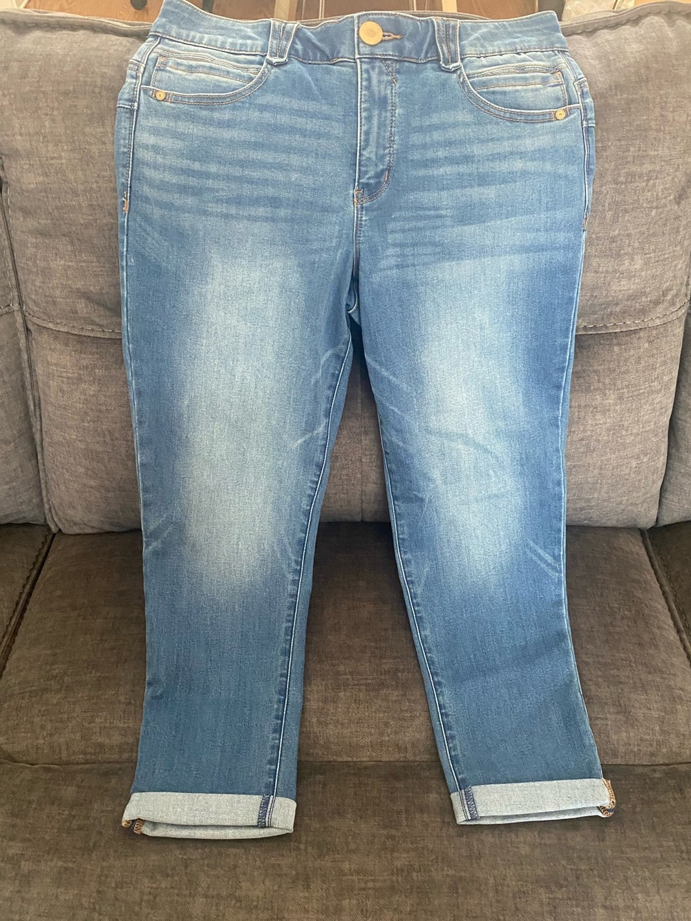 Democracy “Ab”Solution Tummy Control Ankle Skimmer Stretch Denim Jeans 10 NEW